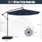 Costway Patio 10FT Hanging Offset Umbrella 32 LED Lights Sand Bag Outdoor Cross Base Beige/Turquoise/Dark Gray/Wine/Coffee/Navy